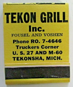 Tekon Grill (Te-Kon Grill & Truck Stop) - Vintage Matchbook